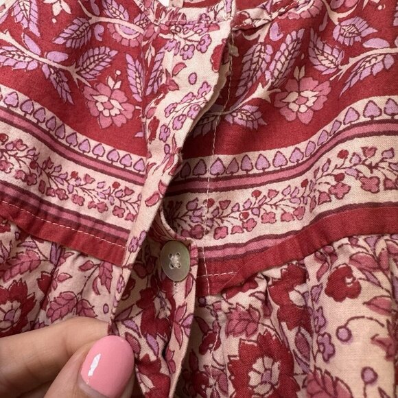 Faherty Adella Floral Jumpsuit Size XS Red Pink Pockets Resortwear - Picture 12 of 15